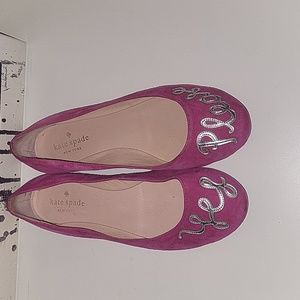 RARE-Kate Spade "Willow"  "Yes Please" magenta pink ballet flat, sz 7